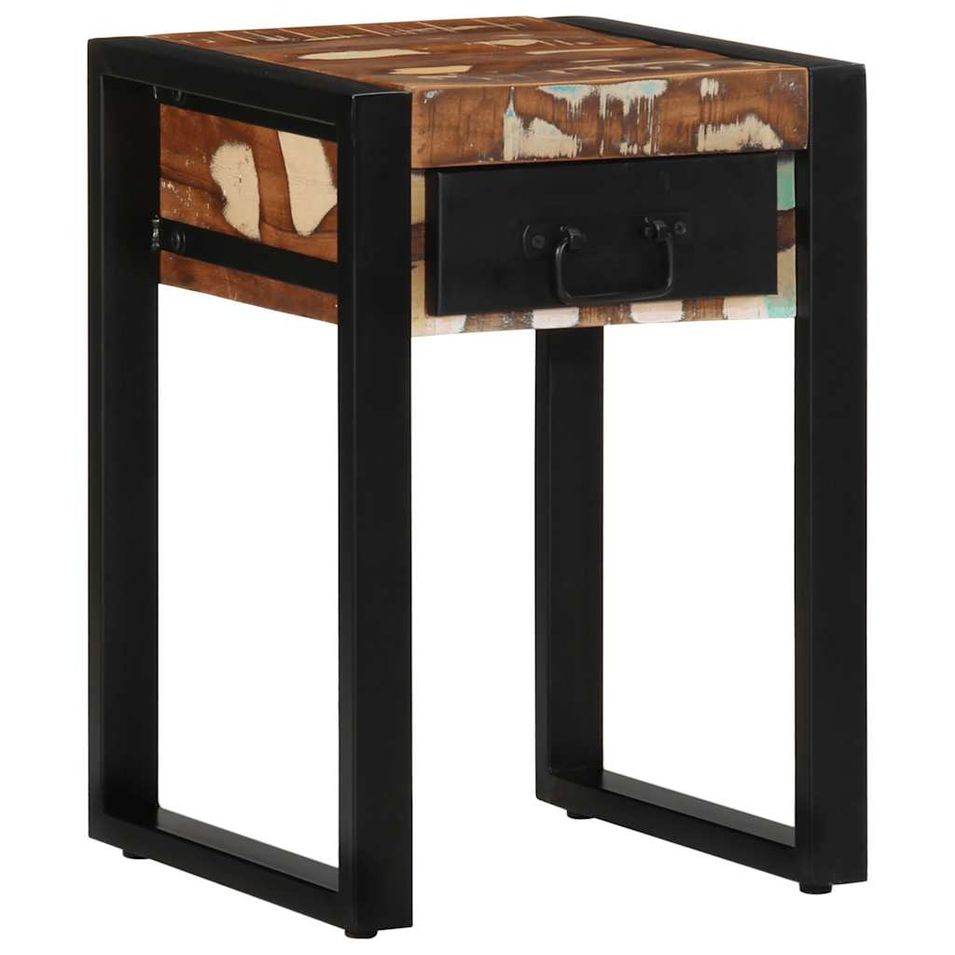 Table d'appoint multicolore 35x35x50cm bois massif récupération - Photo n°1