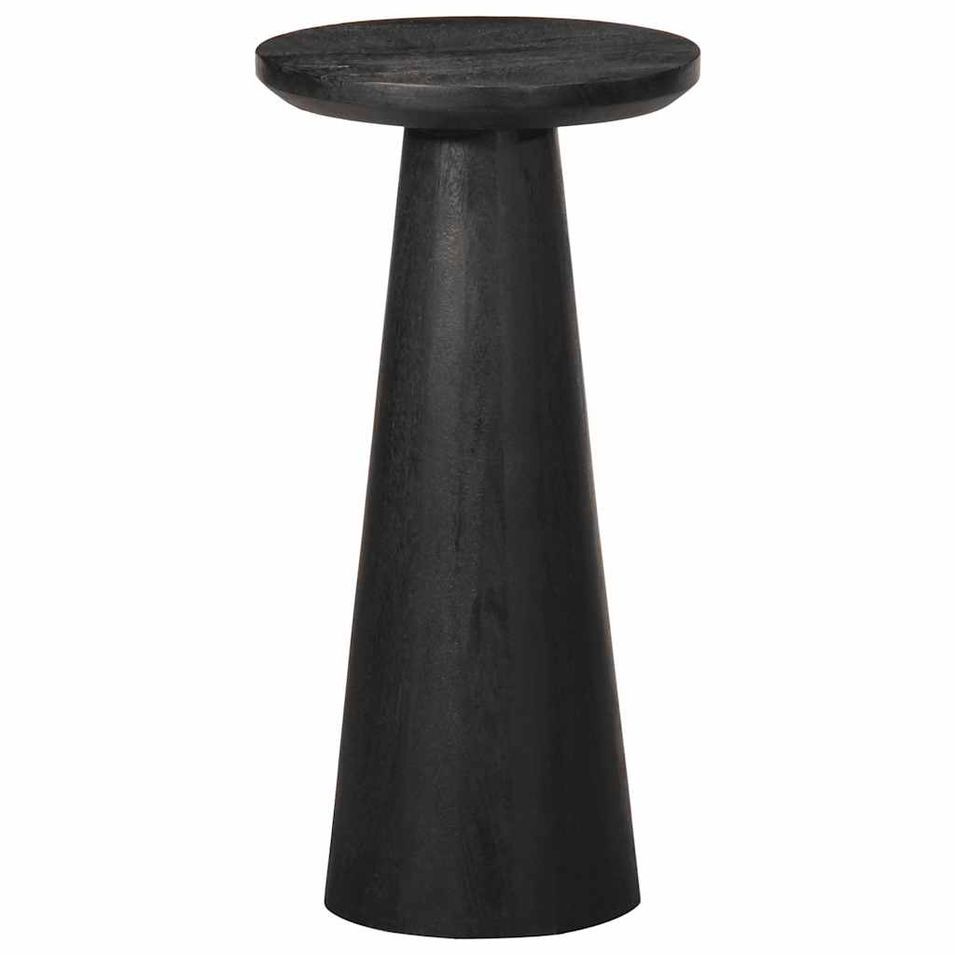 Table d'appoint noir Ø30x60 cm bois de manguier massif - Photo n°1