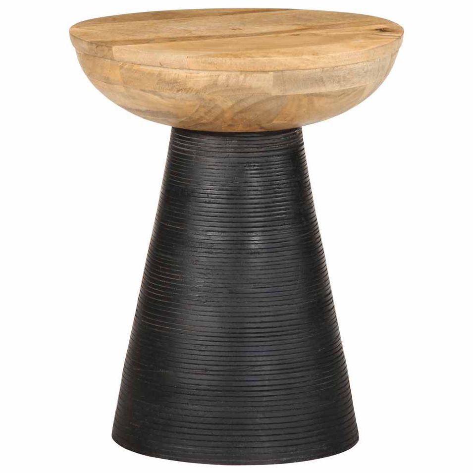Table d'appoint noir Ø37x45 cm bois de manguier massif - Photo n°1