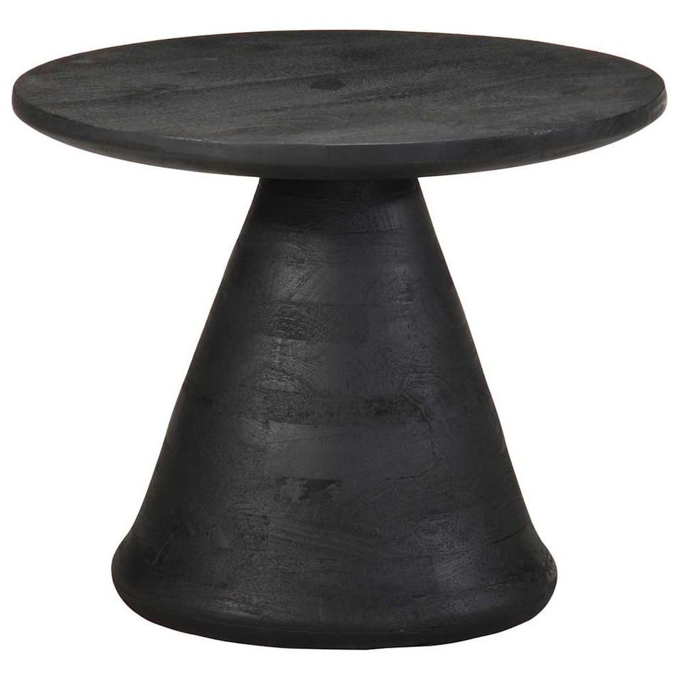 Table d'appoint noir Ø50x40 cm bois de manguier massif - Photo n°1