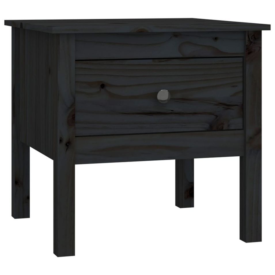 Table d'appoint Noir 50x50x49 cm Bois massif de pin - Photo n°1