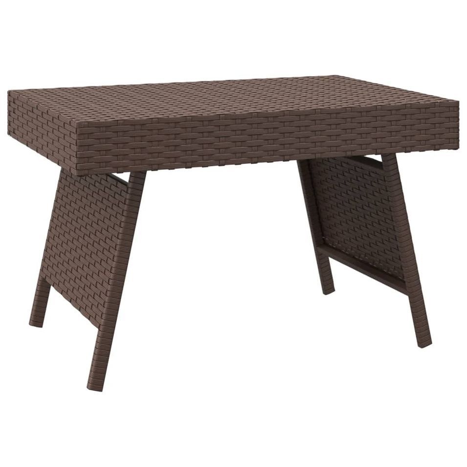 Table d'appoint pliable marron 60x40x38 cm résine tressée - Photo n°1