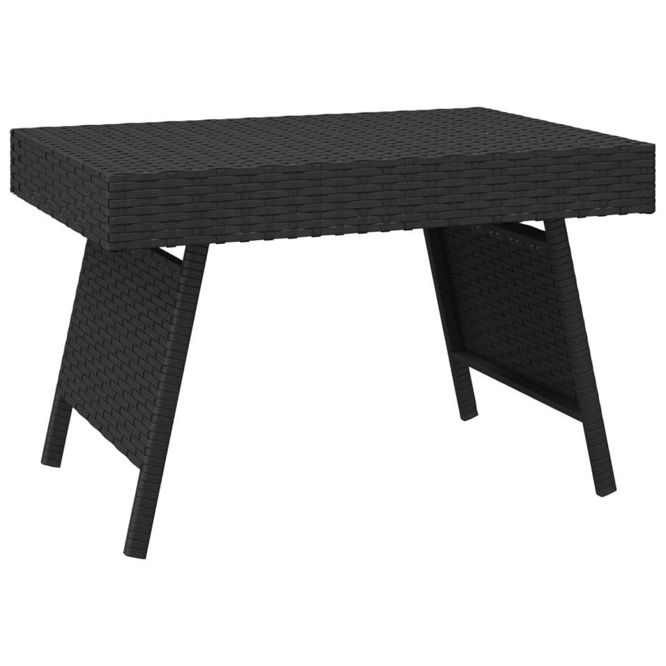 Table d'appoint pliable noir 60x40x38 cm résine tressée - Photo n°1
