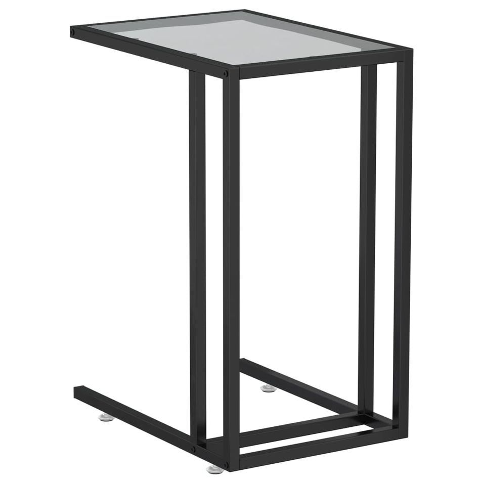 Table d'appoint pour ordinateur Noir 50x35x65 cm Verre trempé - Photo n°1