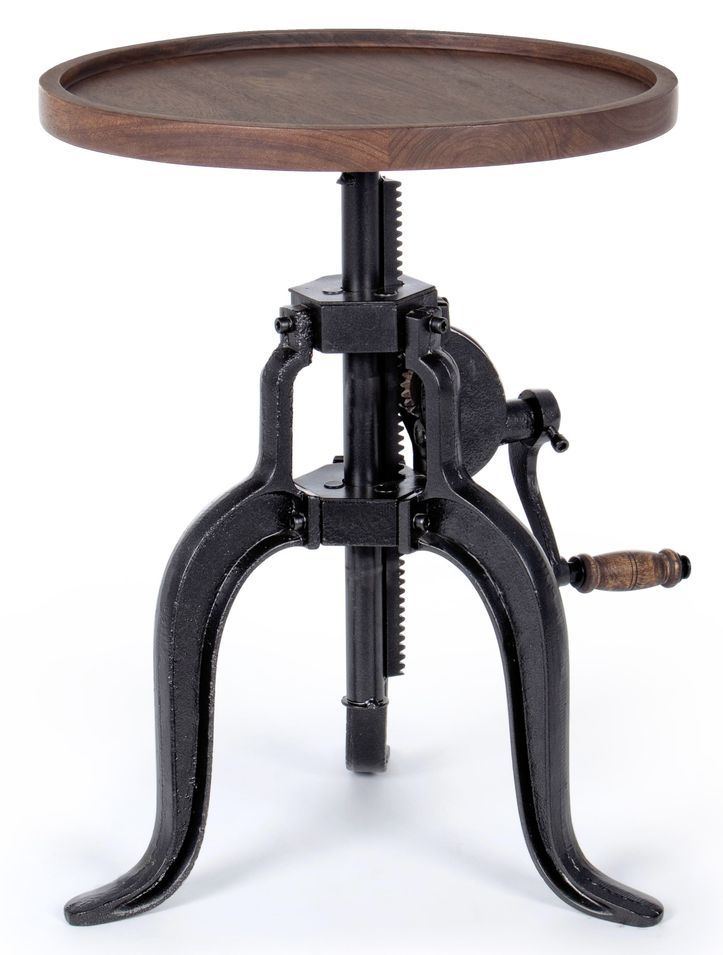 Table d'appoint réglable bois de manguier marron Juna D 41 cm - Photo n°1