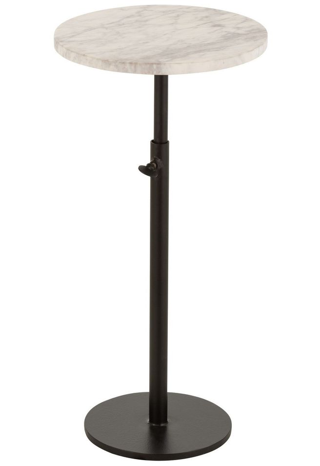 Table d'appoint réglable marbre blanc Miluna D 28 cm - Photo n°1