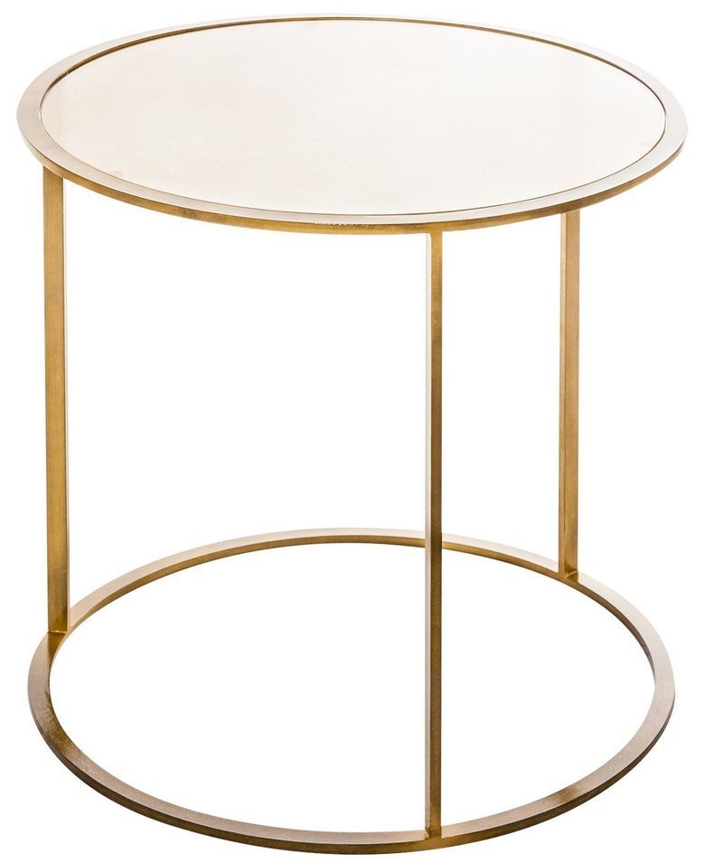 Table d'appoint ronde art déco fer forgé et verre doré Fidel - Photo n°1