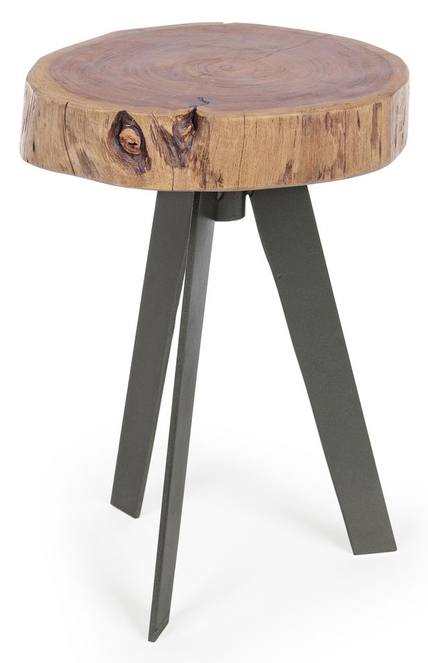 Table d'appoint ronde bois acacia naturel Denia - Lot de 2 - Photo n°1