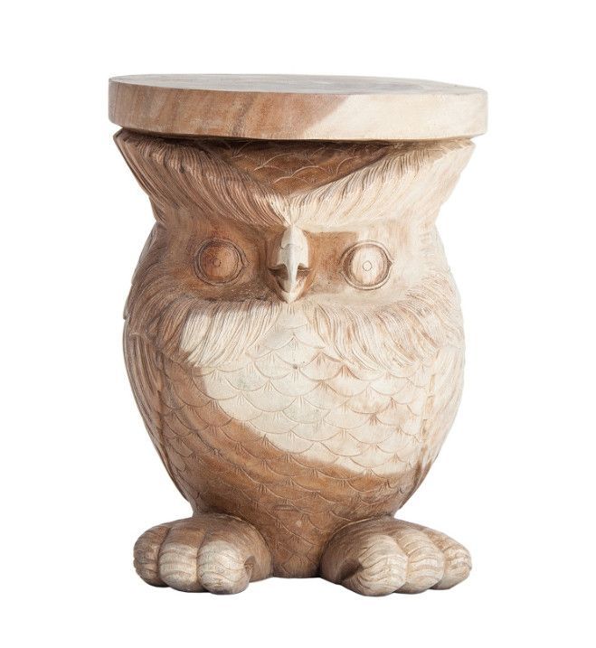 Table d'appoint ronde bois tropical massif clair Atisch - Photo n°1