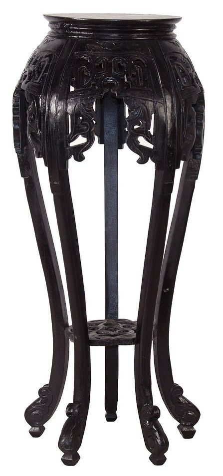 Table d'appoint ronde classique teck massif noir brillant Soren - Photo n°1