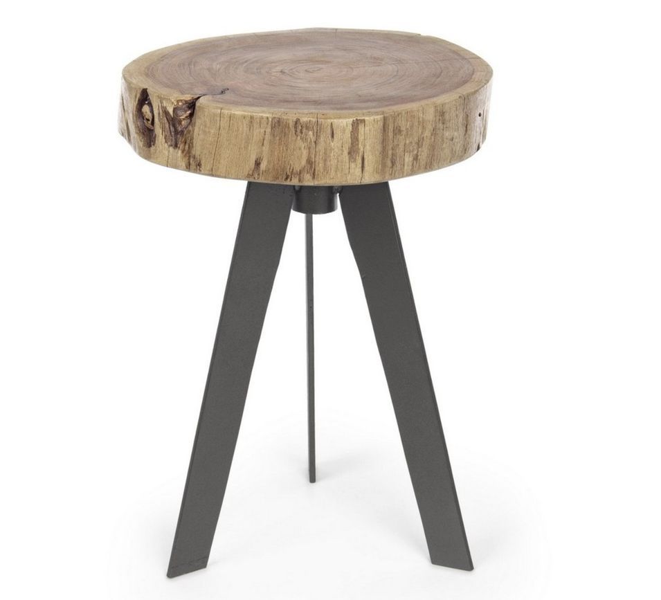 Table d'appoint ronde DENIA - Bois massif d'acacia & pieds acier gris - Photo n°1