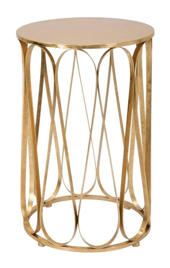 Table d’appoint ronde métal doré design glamour Venise - Photo n°1