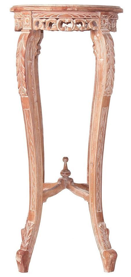 Table d'appoint ronde teck massif clair décapé Lenaic - Photo n°1