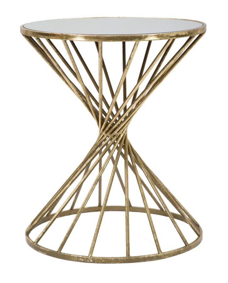 Table d’appoint ronde verre et métal doré Eucla - Photo n°1