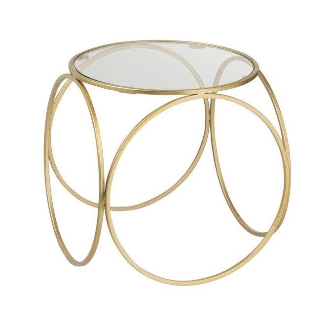 Table d'appoint ronde verre et métal doré Ysarg - Photo n°1