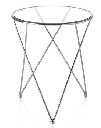 Table d'appoint ronde verre trempé et acier inoxydable Futura - Photo n°1