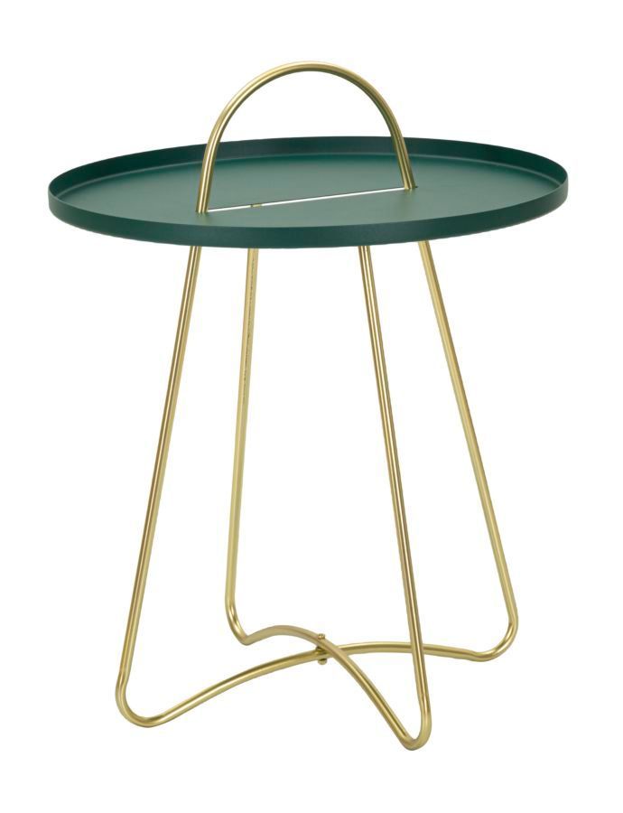 Table d’appoint ronde verte avec pieds dorés Grent - Photo n°1