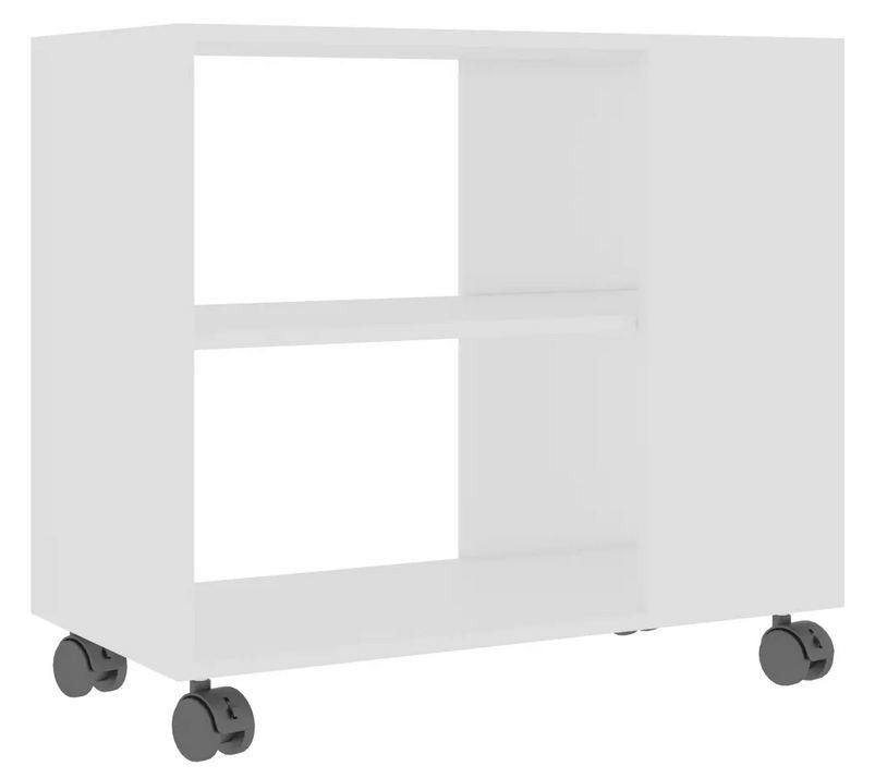 Table d'appoint sur roulettes bois blanc Salem - Photo n°1