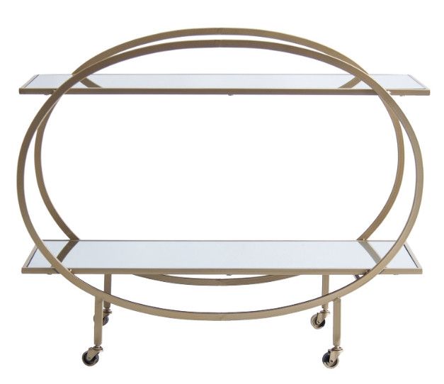 Table d'appoint sur roulettes verre transparent et métal doré Oate - Photo n°1