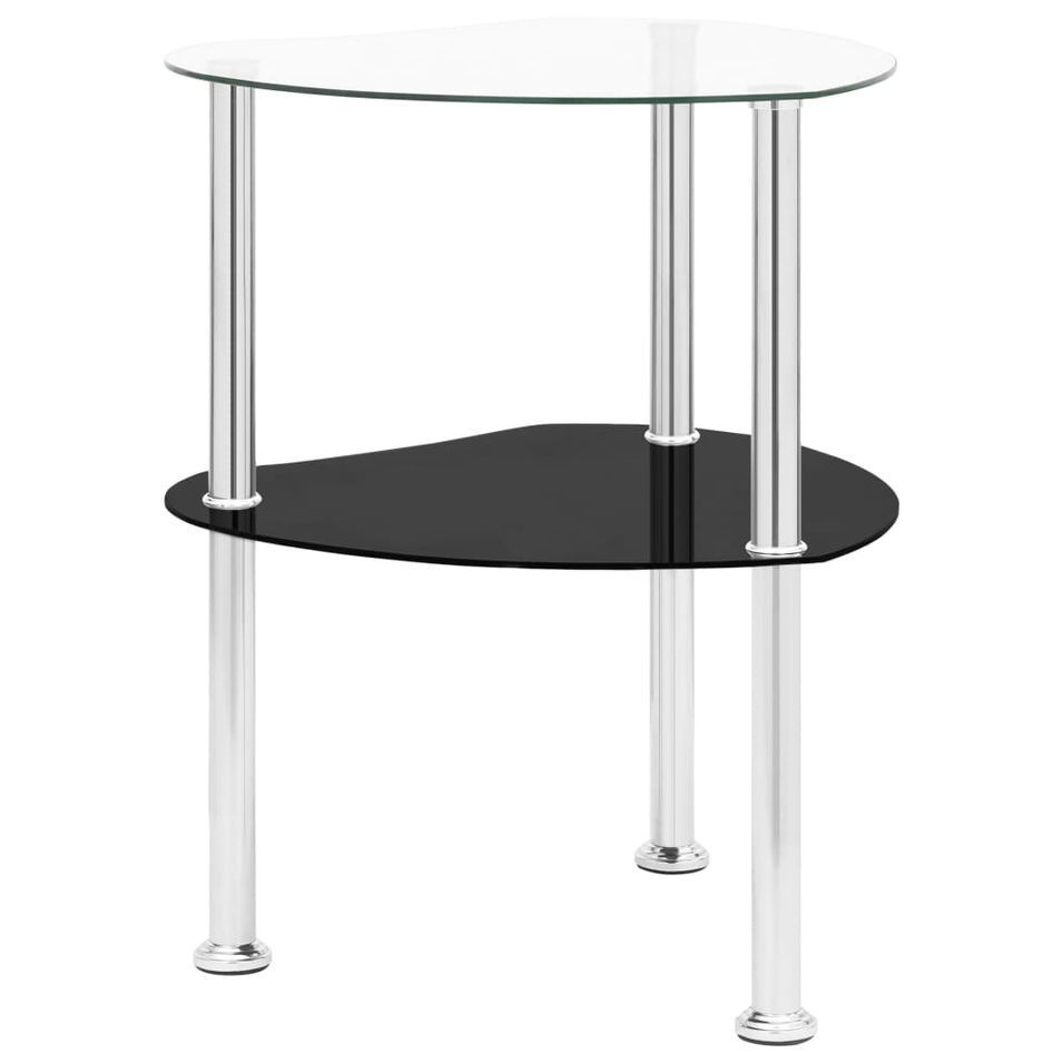 Table d'appoint Transparent et noir 38x38x50cm Verre trempé 2 - Photo n°1
