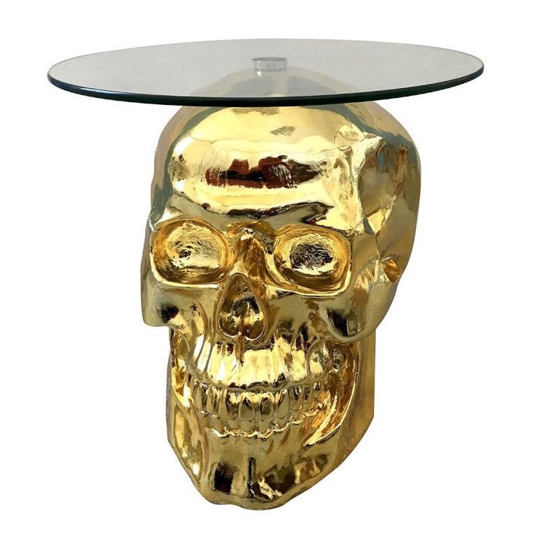 Table d'appoint verre et métal doré Narsh - Photo n°1