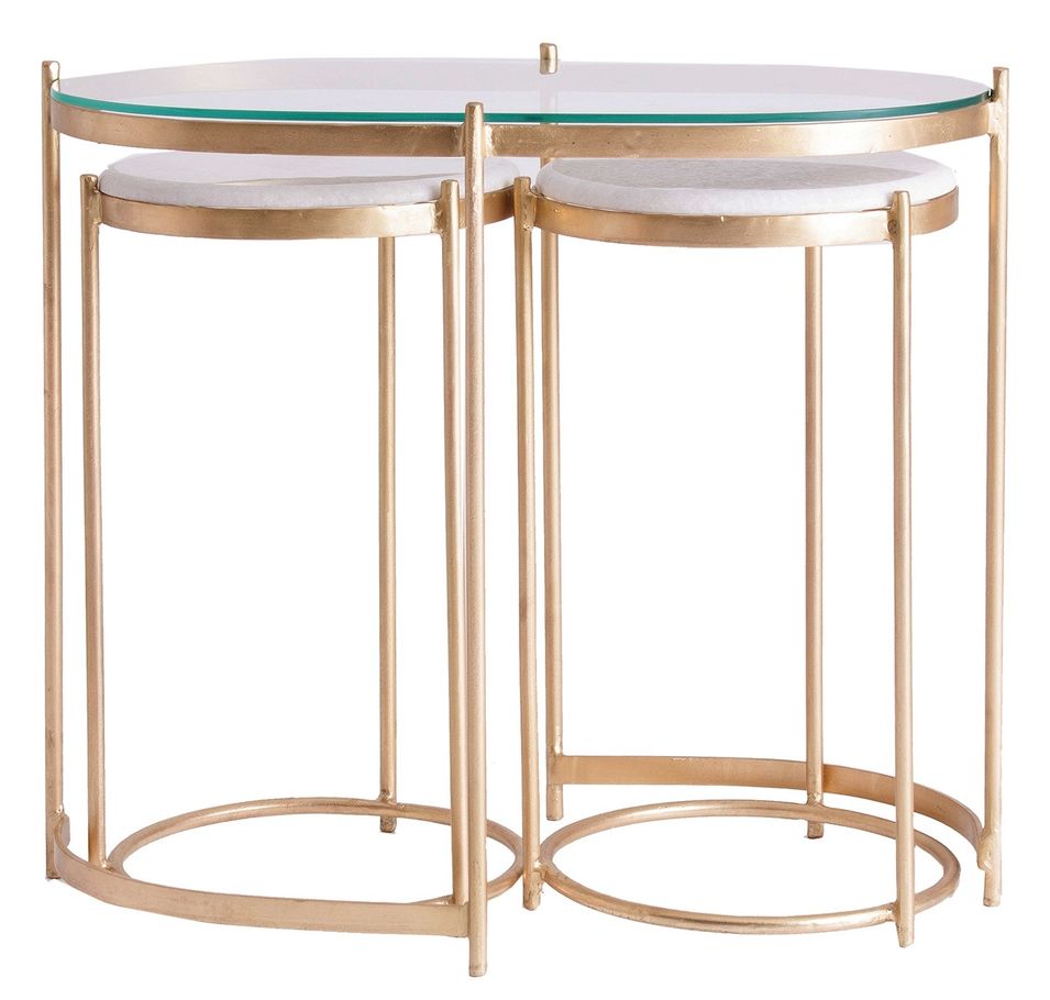 Table d'appoint verre et pieds métal doré Ruthie - Lot de 3 - Photo n°1