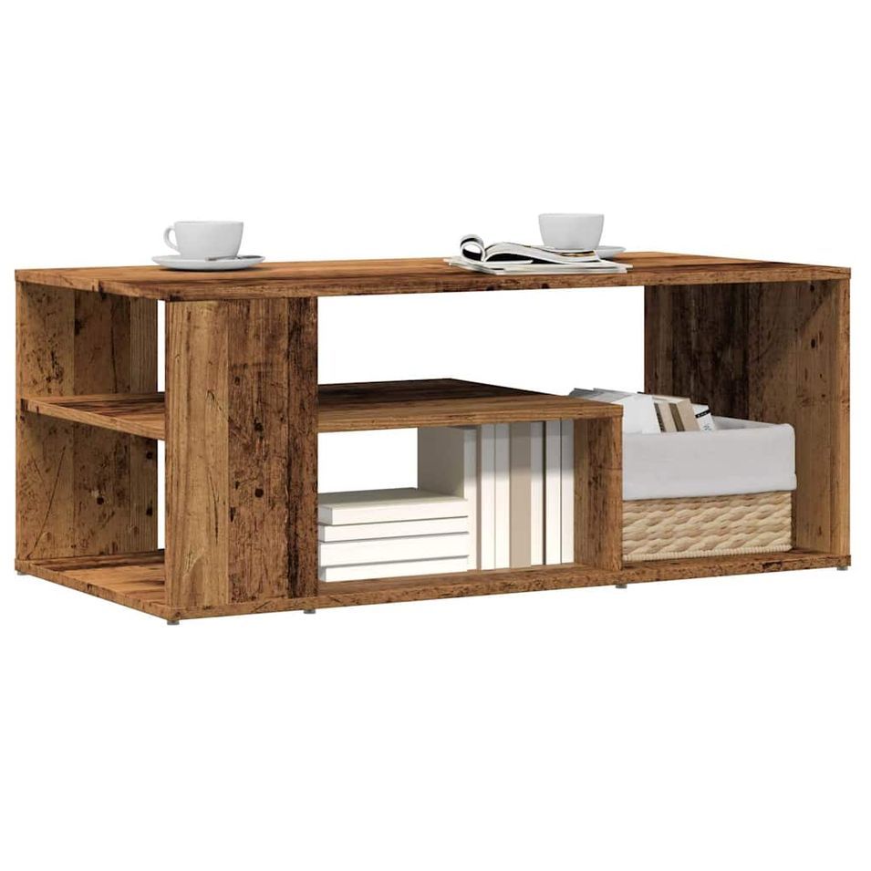 Table d'appoint vieux bois 100x50x40 cm bois d'ingénierie - Photo n°1