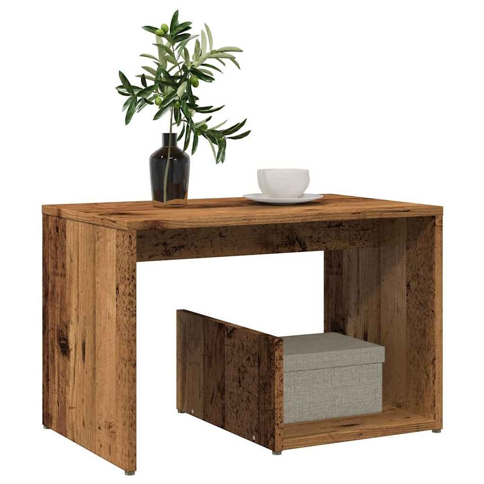 Table d'appoint vieux bois 59x36x38 cm bois d'ingénierie - Photo n°1