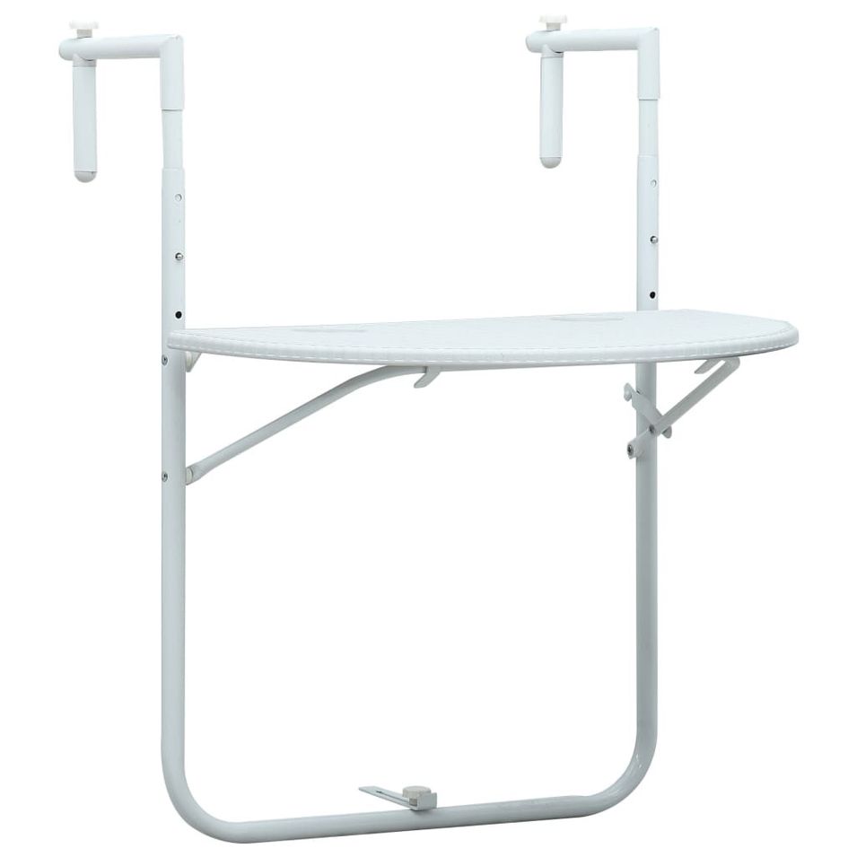 Table de balcon Blanc 60x64x83,5 cm Plastique Aspect de rotin - Photo n°1
