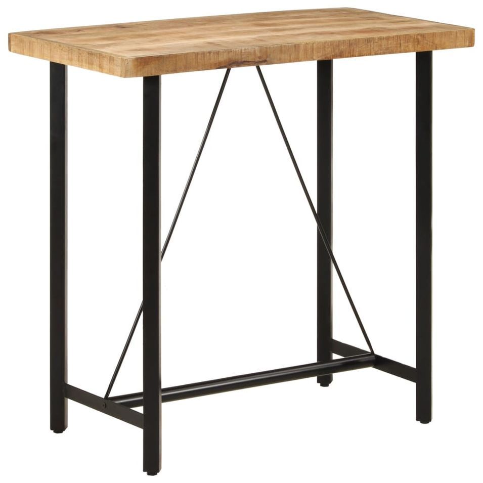Table de bar 110x55x107 cm bois massif de manguier et fer - Photo n°1