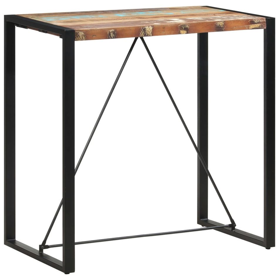 Table de bar 110x60x110 cm Bois massif de récupération - Photo n°1