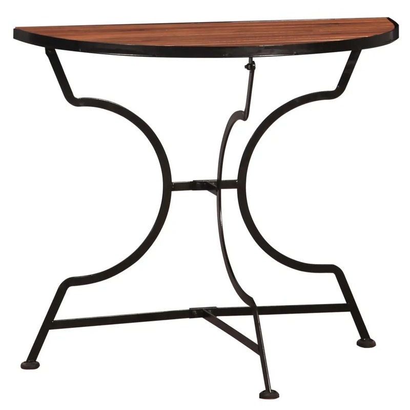 Table de bar acacia massif foncé et pieds métal noir Siori - Photo n°1