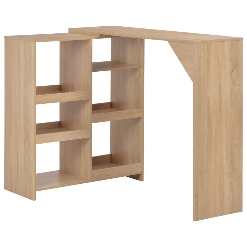 Table de bar amovible avec rangement bois naturel Tekila - Photo n°1