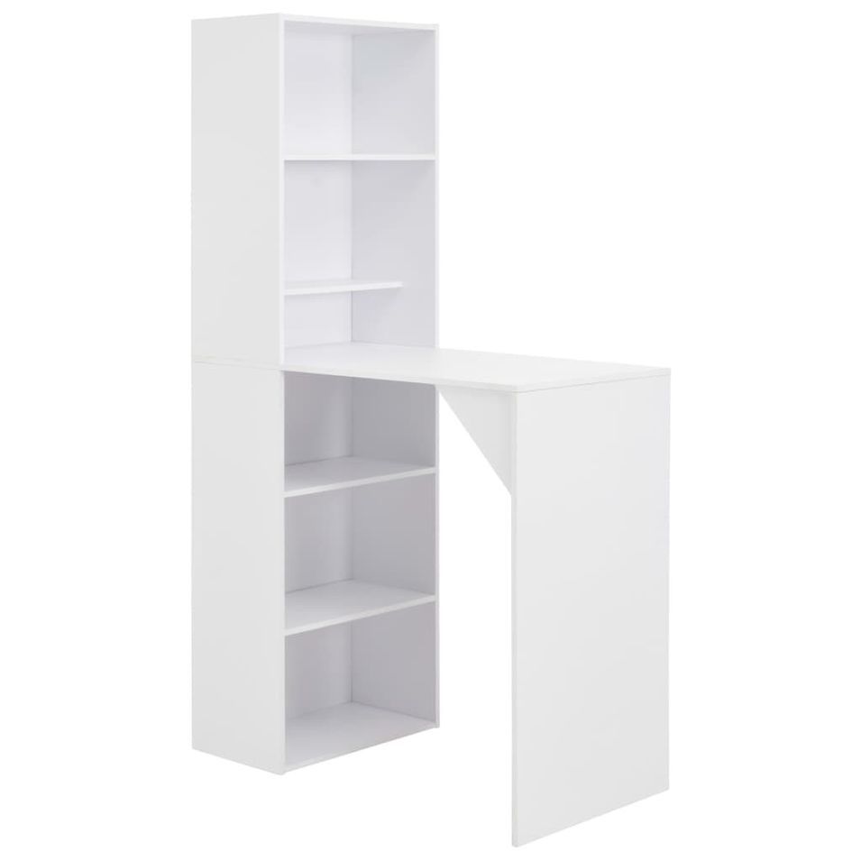 Table de bar avec armoire de rangement bois blanc Klarys - Photo n°1