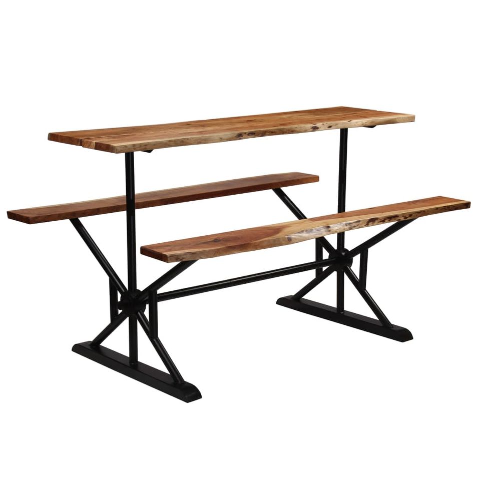 Table de bar avec bancs Bois massif d'acacia 180 x 50 x 107 cm - Photo n°1