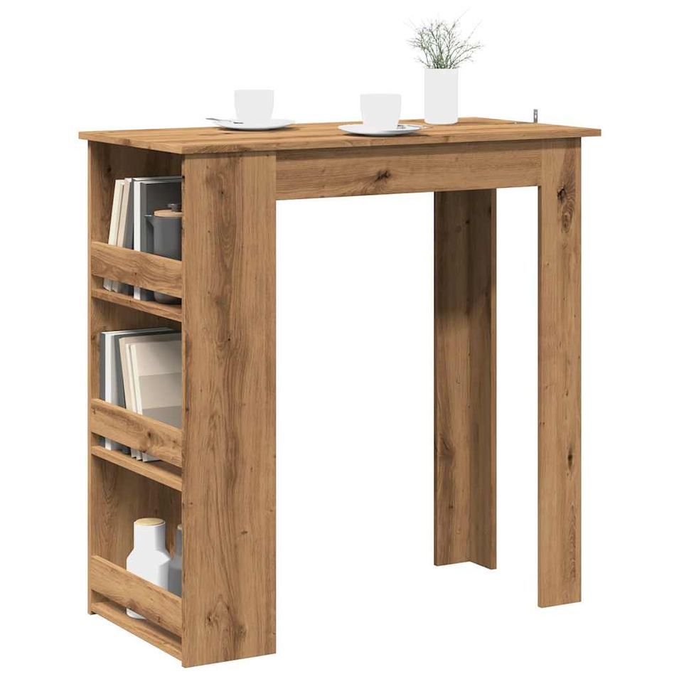 Table de bar avec étagère de rangement chêne artisanal - Photo n°1