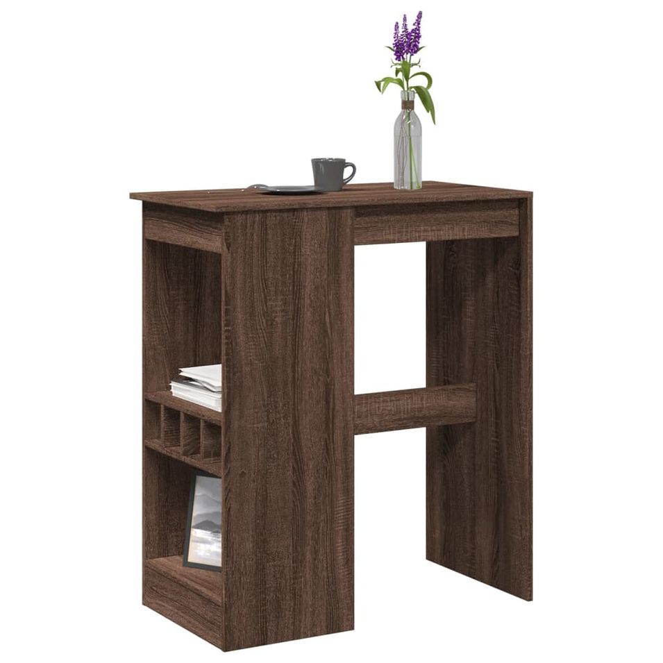 Table de bar avec étagères chêne marron bois d'ingénierie - Photo n°1