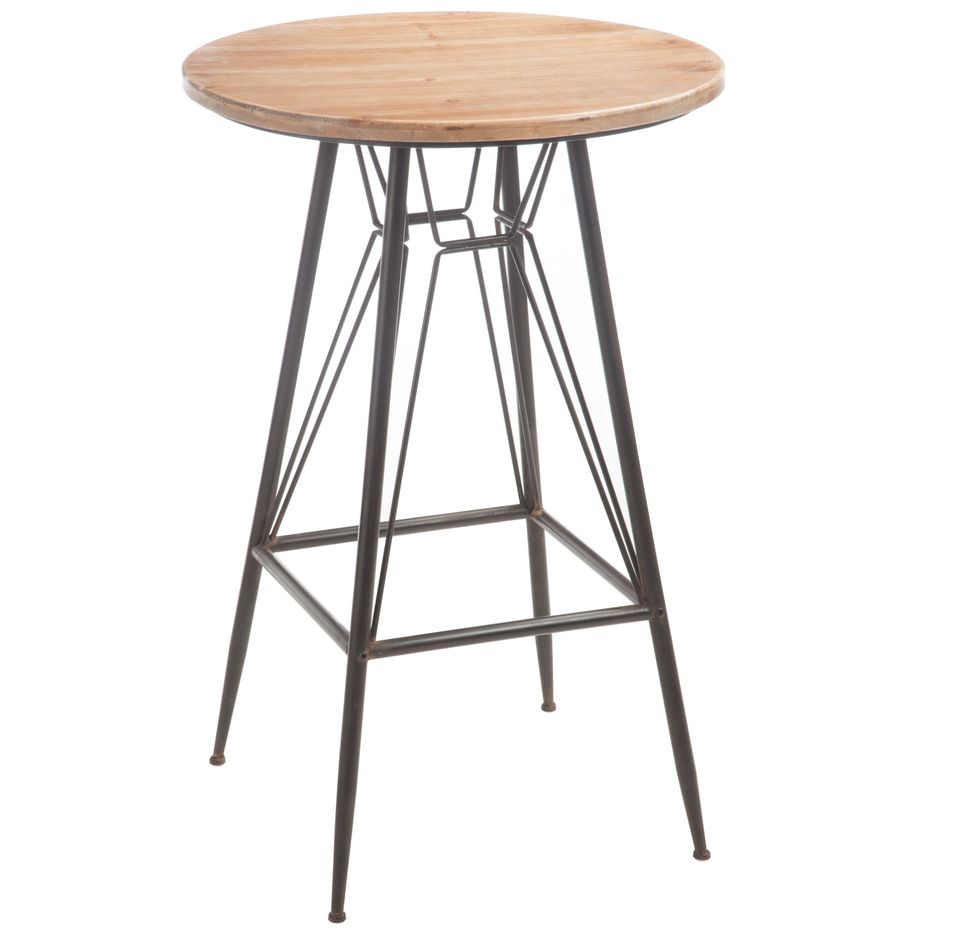 Table de bar bistro bois massif clair et pieds métal noir Mera H 99 cm - Photo n°1