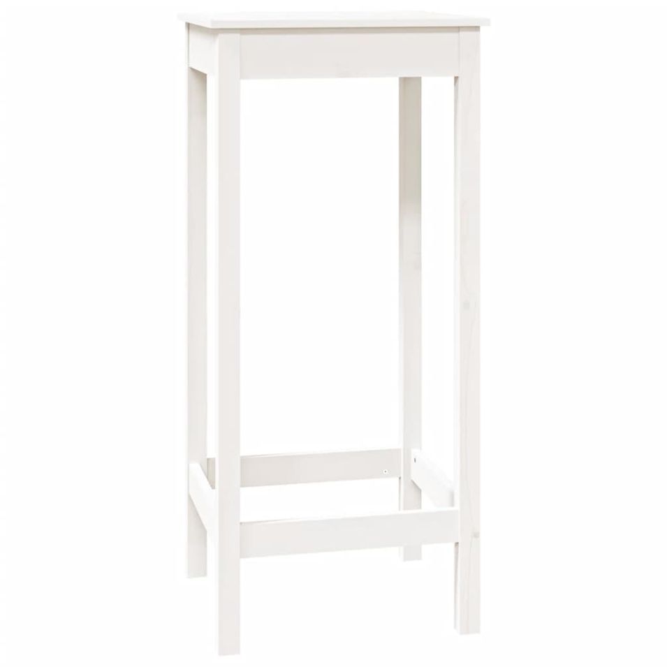 Table de bar blanc 50x50x110 cm bois massif de pin - Photo n°1