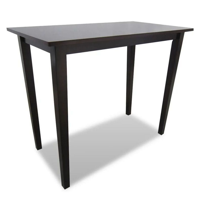 Table de bar bois et hévéa massif foncé Richei 110 cm - Photo n°1