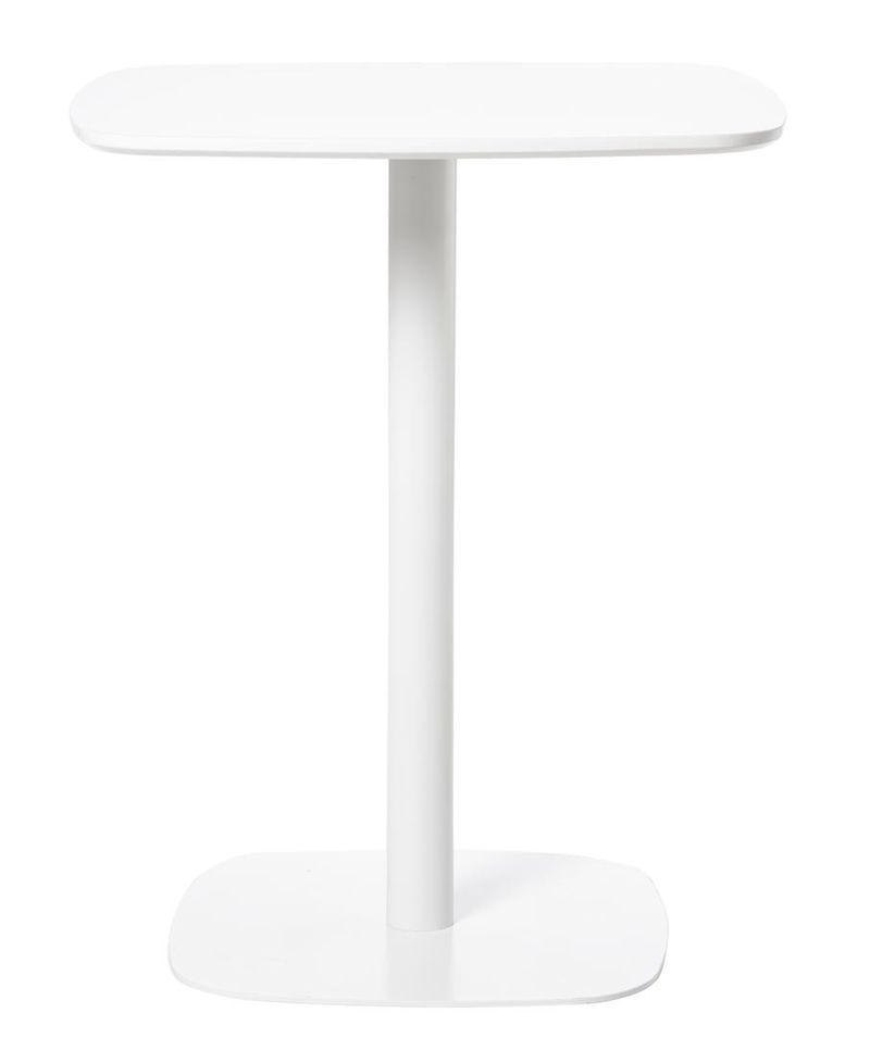 Table de bar carré bois blanc et pieds acier blanc Mooka 60 cm - Photo n°1