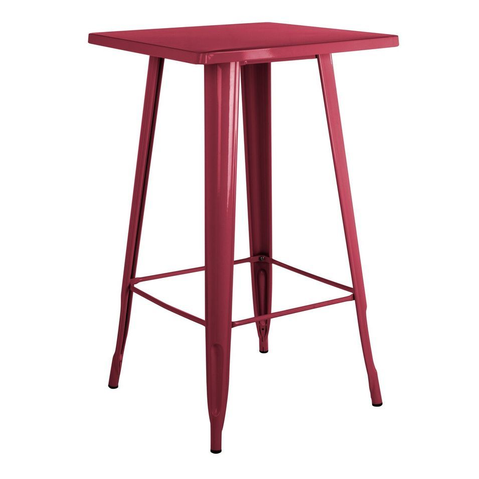 Table de bar carrée acier brillant bordeaux Kontoir 60 cm - Photo n°1