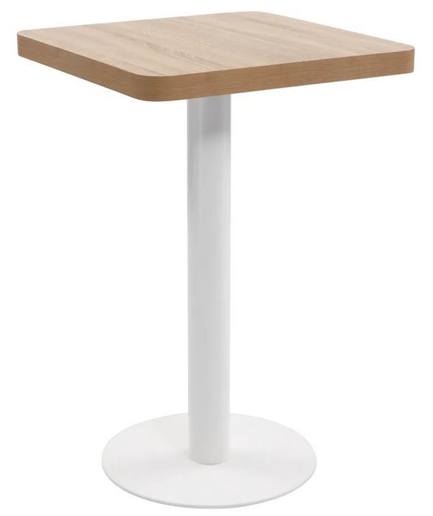Table de bar carrée bois clair et pied métal blanc Kalas 50 cm - Photo n°1