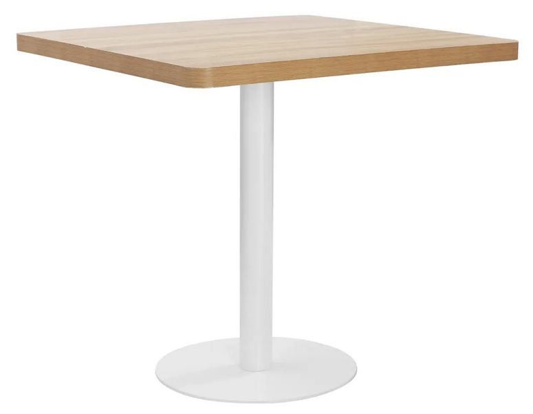 Table de bar carrée bois clair et pied métal blanc Kalas 80 cm - Photo n°1