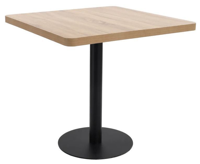 Table de bar carrée bois clair et pied métal noir Kalas 80 cm - Photo n°1