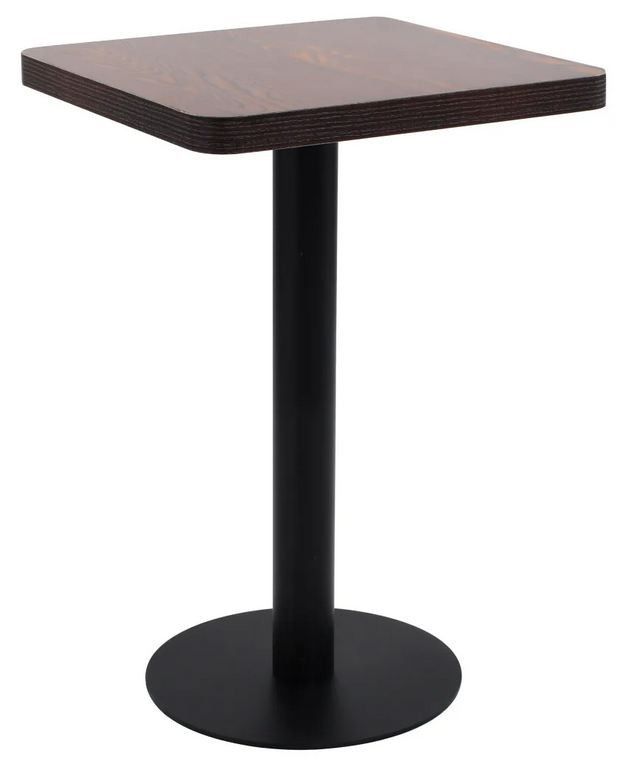Table de bar carrée bois foncé et pied métal noir Kalas 50 cm - Photo n°1