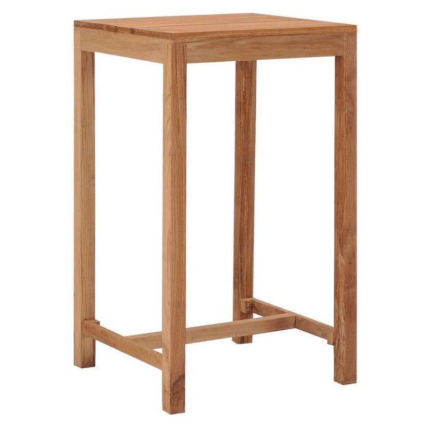 Table de bar carrée de jardin teck massif clair Kounjo 60 cm - Photo n°1
