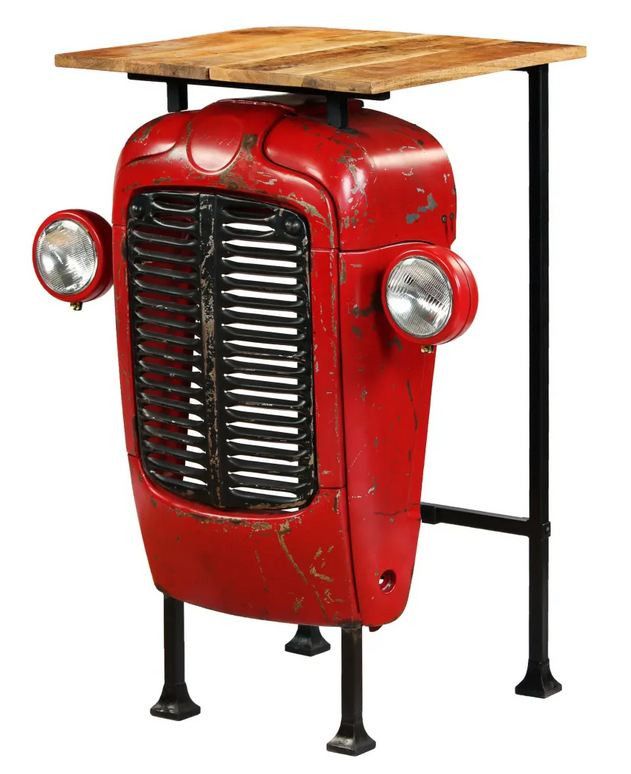 Table de bar carrée manguier massif et pieds métal Funka 60 cm - Photo n°1