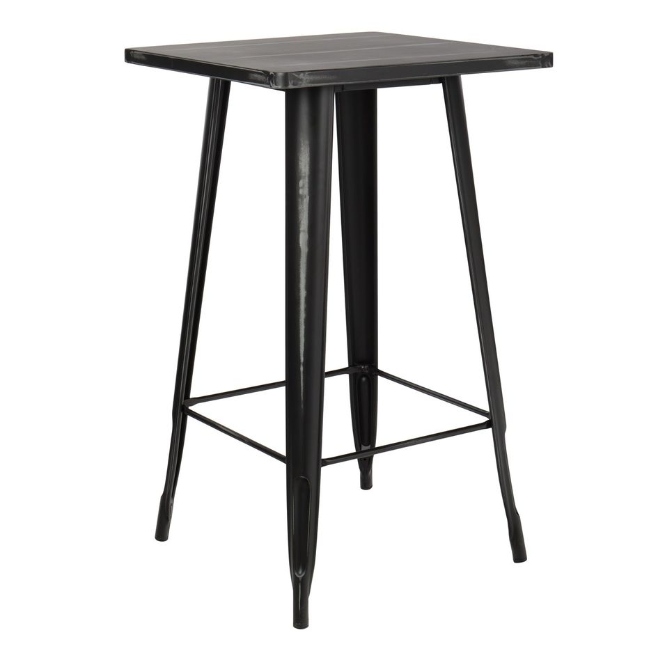 Table de bar carrée vintage acier noir vieilli Kontoir 60 cm - Photo n°1