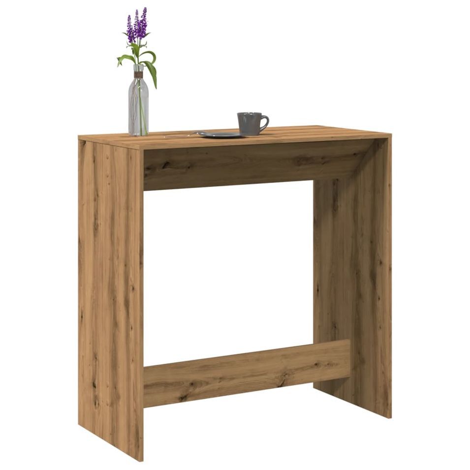 Table de bar chêne artisanal 102x50x103,5 cm bois d'ingénierie - Photo n°1